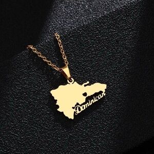 Dominican Republic Map Necklace / stainless steel / Acero inoxidable
